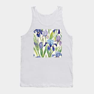 Watercolor study of blue irises Tank Top